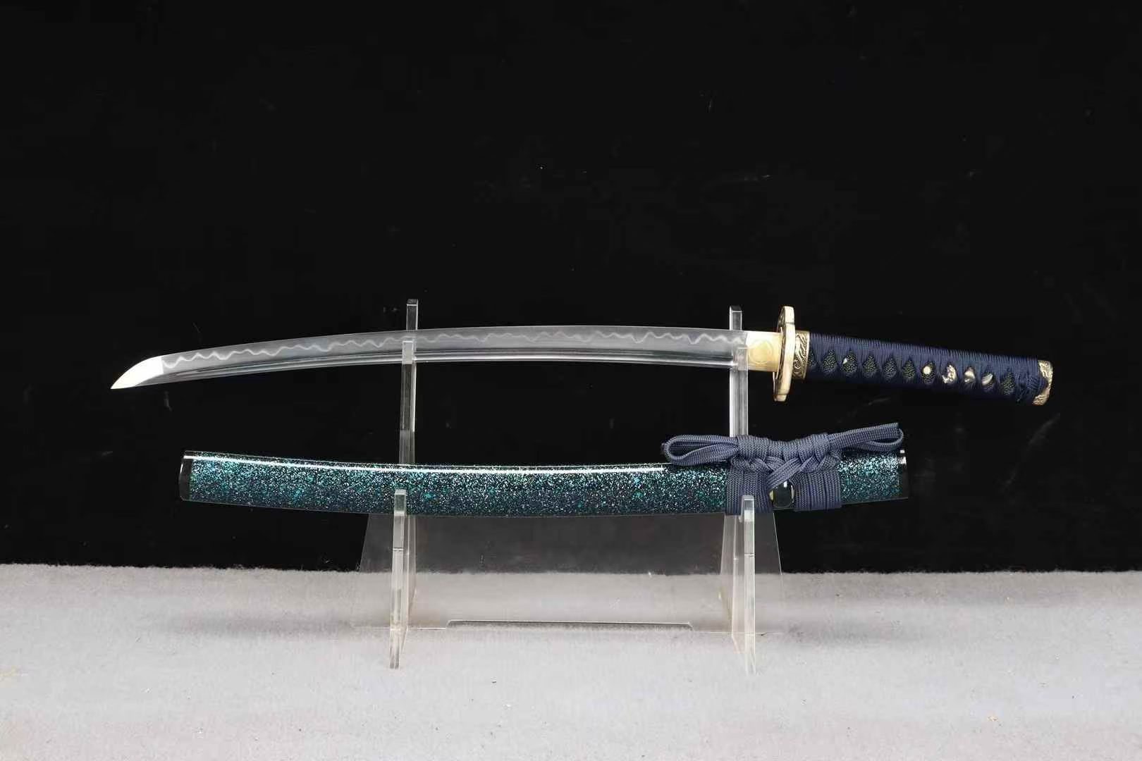 Kiếm Wakizashi Hiệp Sĩ Thương Nguyệt 20 Inch – Thép T10 Tôi Lưỡi, Đồng Trang Cao Cấp